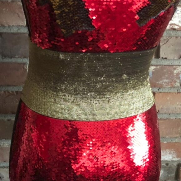 Vintage 80s Stretch Waist Cincher Belt Metallic Gold & Black Wide Elastic Small - Picture 3 of 4